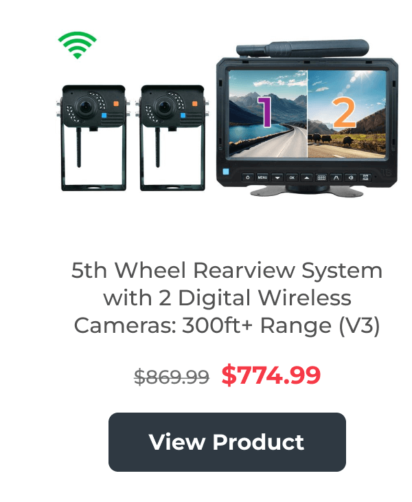 5th Wheel Rearview System with 2 Digital Wireless Cameras: 300ft+ Range (V3)