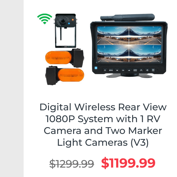 Digital Wireless Rear View 1080P System with 1 RV Camera and Two Marker Light Cameras (V3)