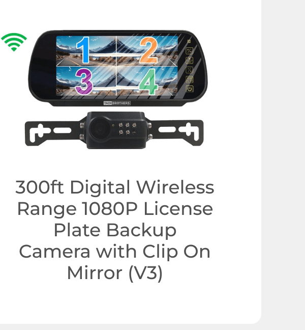 300ft Digital Wireless Range 1080P License Plate Backup Camera with Clip On Mirror (V3)