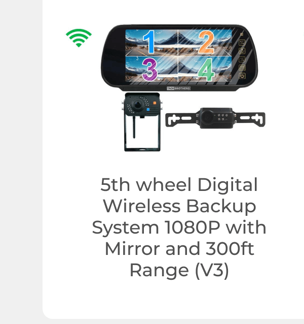 5th wheel Digital Wireless Backup System 1080P with Mirror and 300ft Range (V3)