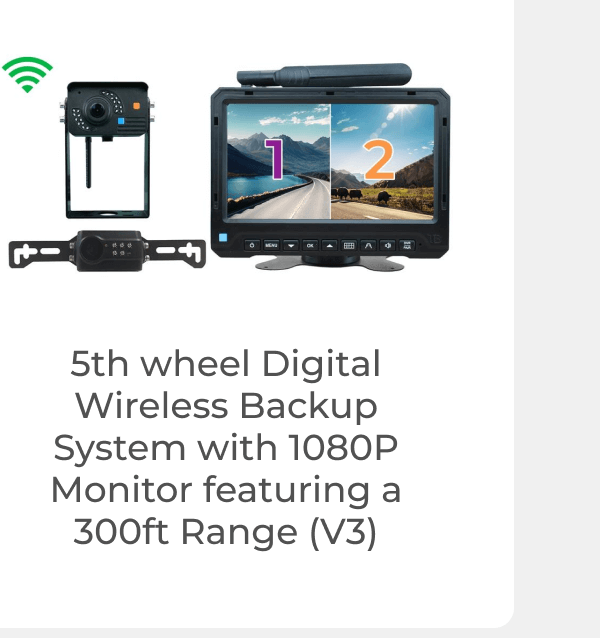 5th wheel Digital Wireless Backup System with 1080P Monitor featuring a 300ft Range (V3)