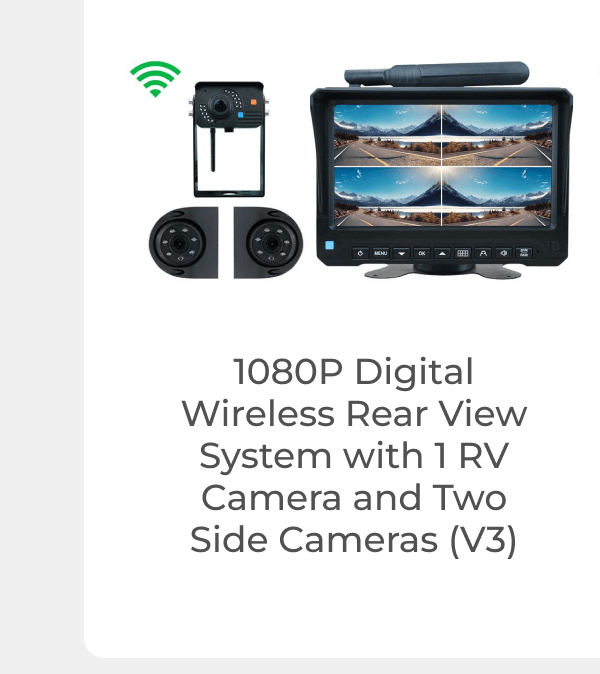 1080P Digital Wireless Rear View System with 1 RV Camera and Two Side Cameras (V3)