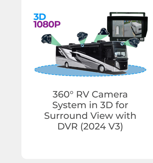 360° RV Camera System in 3D for Surround View with DVR (2024 V3)