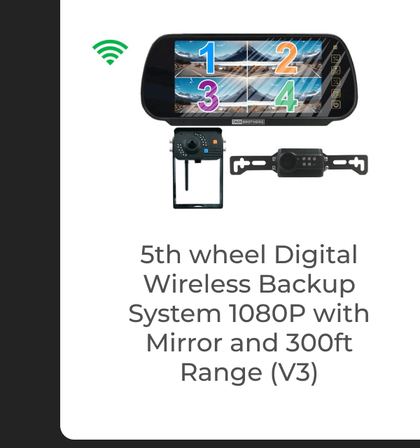 5th wheel Digital Wireless Backup System 1080P with Mirror and 300ft Range (V3)