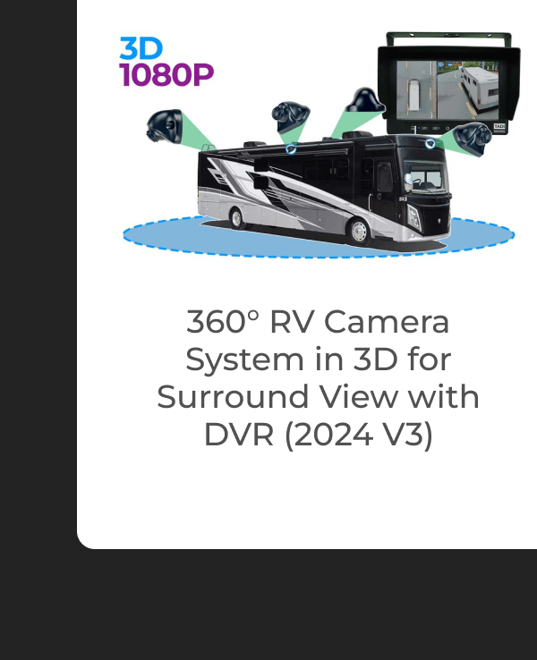 360° RV Camera System in 3D for Surround View with DVR (2024 V3)