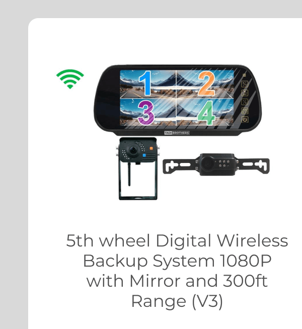 5th wheel Digital Wireless Backup System 1080P with Mirror and 300ft Range (V3)