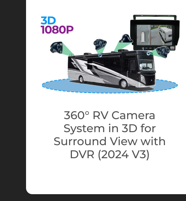 360° RV Camera System in 3D for Surround View with DVR (2024 V3)