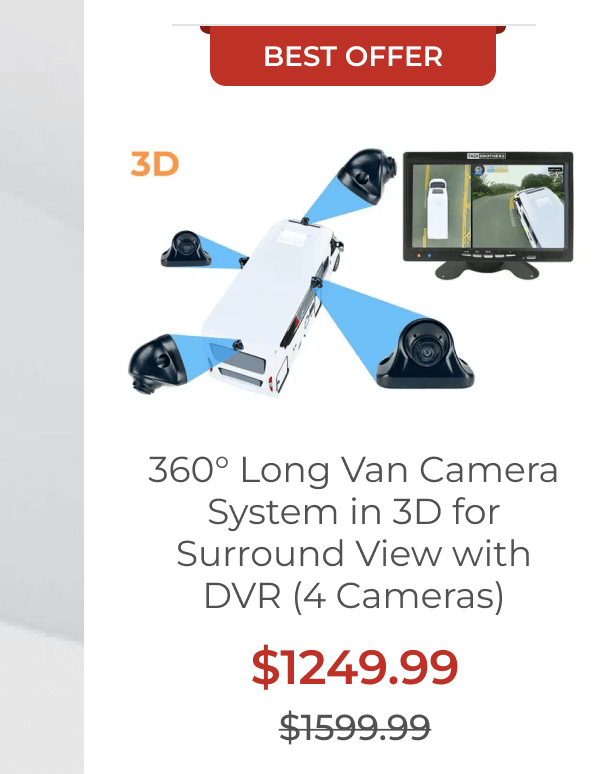 360° Long Van Camera System in 3D for Surround View with DVR (4 Cameras)