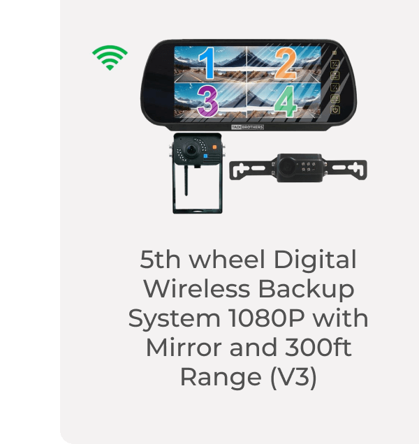 5th wheel Digital Wireless Backup System 1080P with Mirror and 300ft Range (V3)