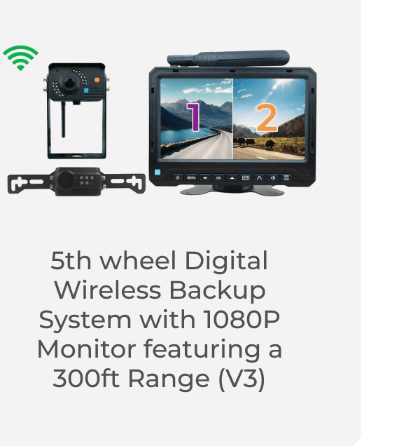 5th wheel Digital Wireless Backup System with 1080P Monitor featuring a 300ft Range (V3)