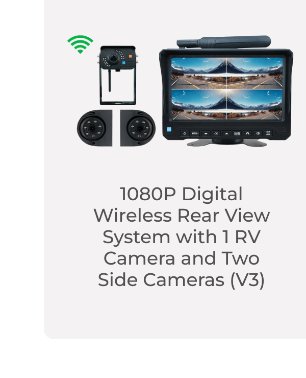 1080P Digital Wireless Rear View System with 1 RV Camera and Two Side Cameras (V3)