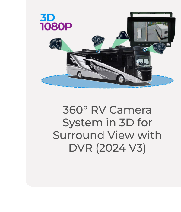 360° RV Camera System in 3D for Surround View with DVR (2024 V3)