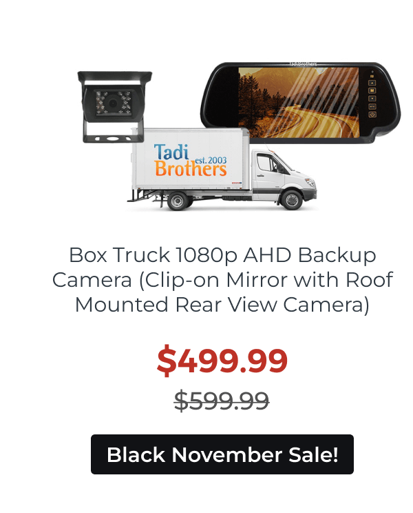 Box Truck 1080p AHD Backup Camera (Clip-on Mirror with Roof Mounted Rear View Camera)