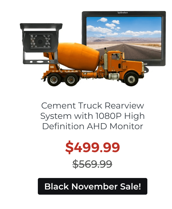 Cement Truck Rearview System with 1080P High Definition AHD Monitor