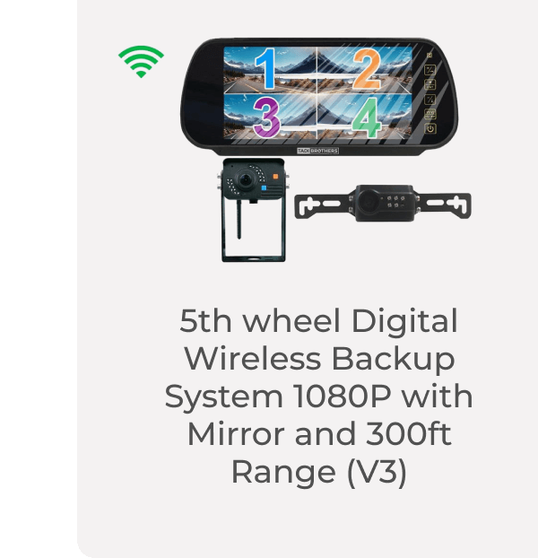 5th wheel Digital Wireless Backup System 1080P with Mirror and 300ft Range (V3)