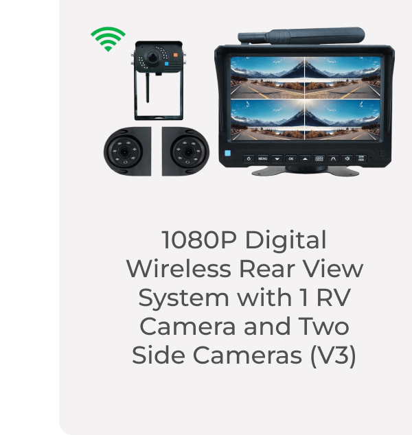 1080P Digital Wireless Rear View System with 1 RV Camera and Two Side Cameras (V3)