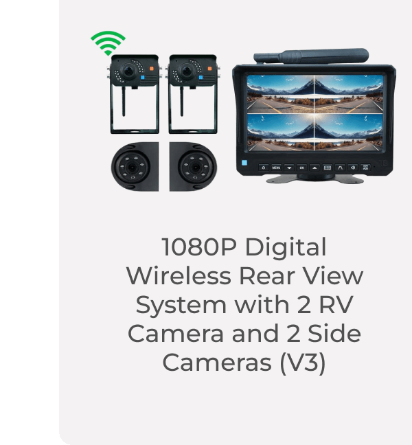 1080P Digital Wireless Rear View System with 2 RV Camera and 2 Side Cameras (V3)