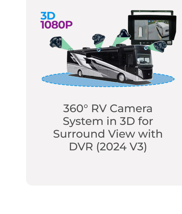 360° RV Camera System in 3D for Surround View with DVR (2024 V3)