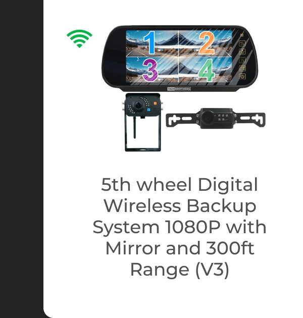 5th wheel Digital Wireless Backup System 1080P with Mirror and 300ft Range (V3)