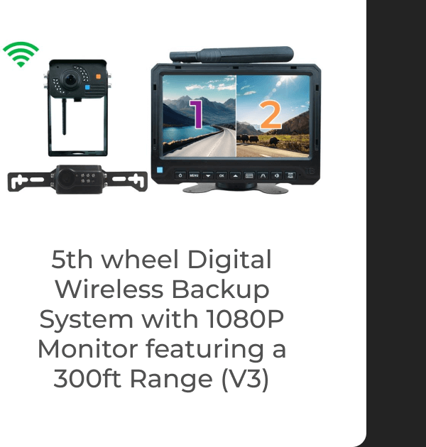 5th wheel Digital Wireless Backup System with 1080P Monitor featuring a 300ft Range (V3)