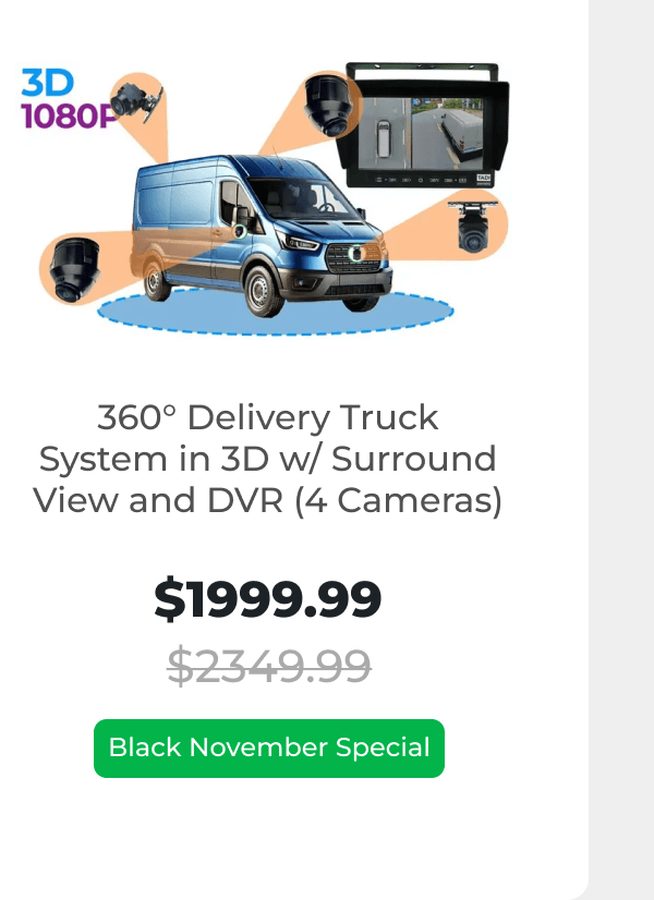 360° Delivery Truck System in 3D w/ Surround View and DVR (4 Cameras)