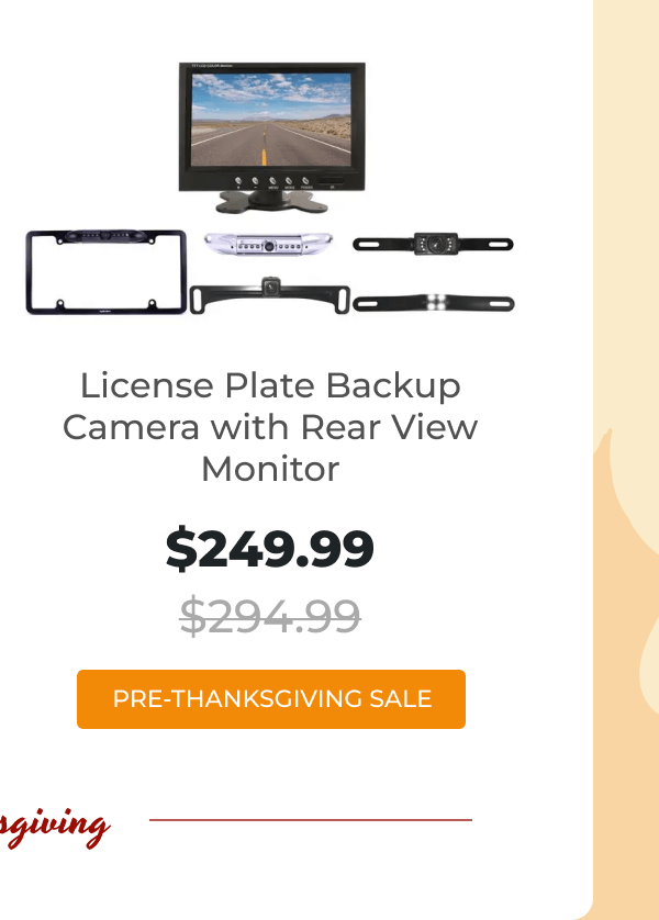 License Plate Backup Camera with Rear View Monitor