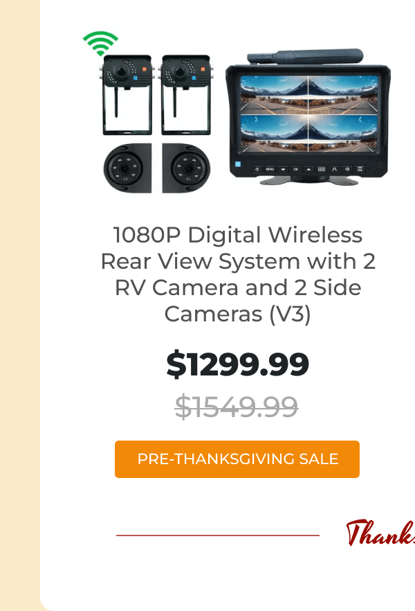 1080P Digital Wireless Rear View System with 2 RV Camera and 2 Side Cameras (V3)