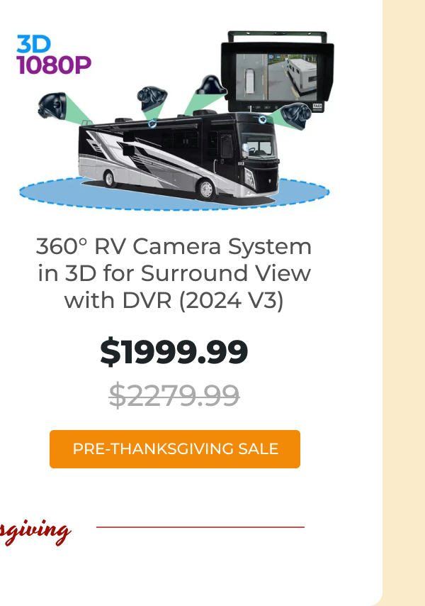 360° RV Camera System in 3D for Surround View with DVR (2024 V3)