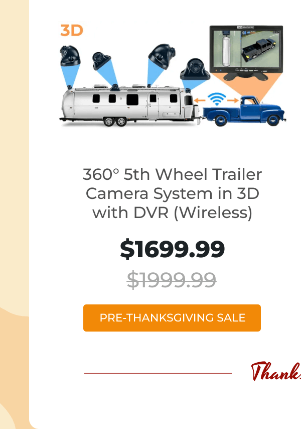 360° 5th Wheel Trailer Camera System in 3D with DVR (Wireless)