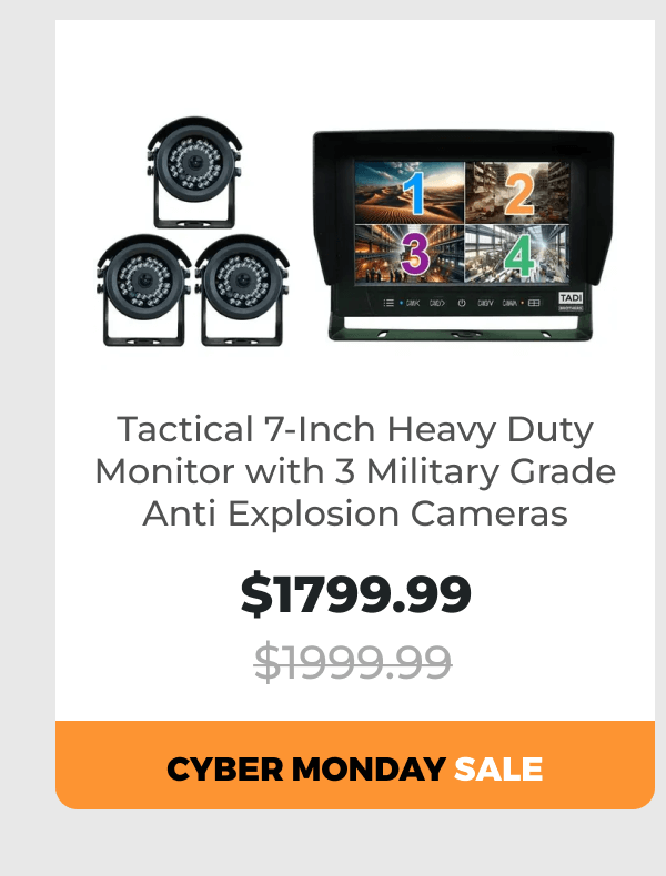 Tactical 7-Inch Heavy Duty Monitor with 3 Military Grade Anti Explosion Cameras