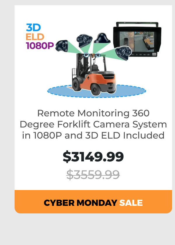 Remote Monitoring 360 Degree Forklift Camera System in 1080P and 3D ELD Included