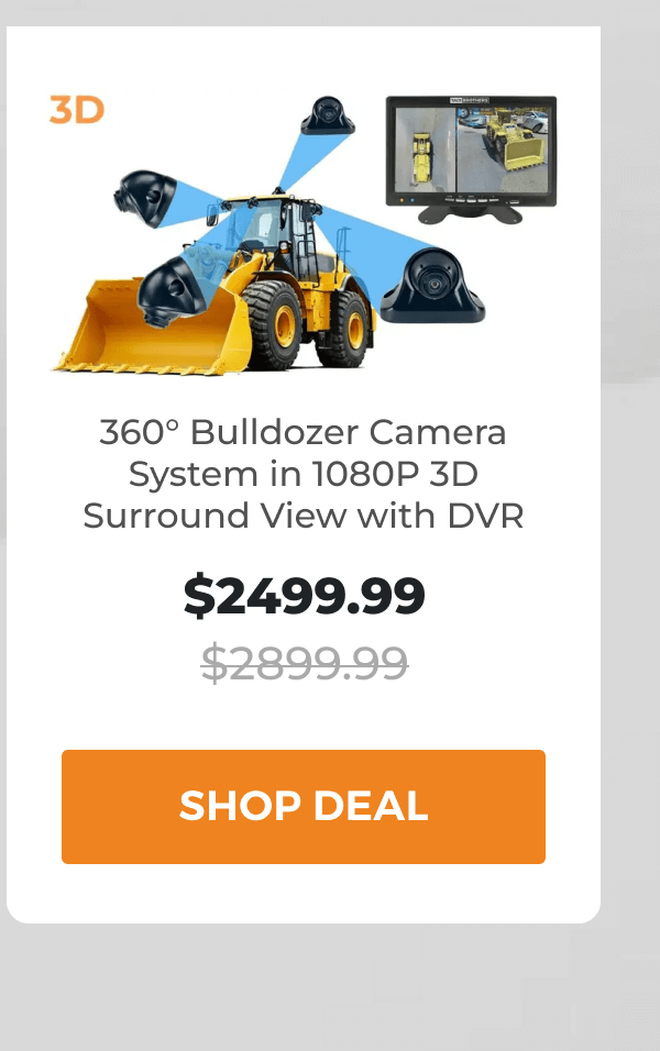 360° Bulldozer Camera System in 1080P 3D Surround View with DVR