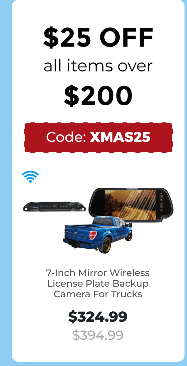 7-Inch Mirror Wireless License Plate Backup Camera For Trucks 