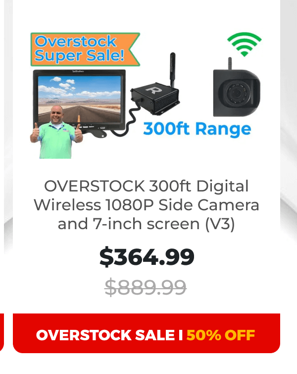 Overstock 300ft Digital Wireless 1080P Side Camera and 7-inch screen (V3)