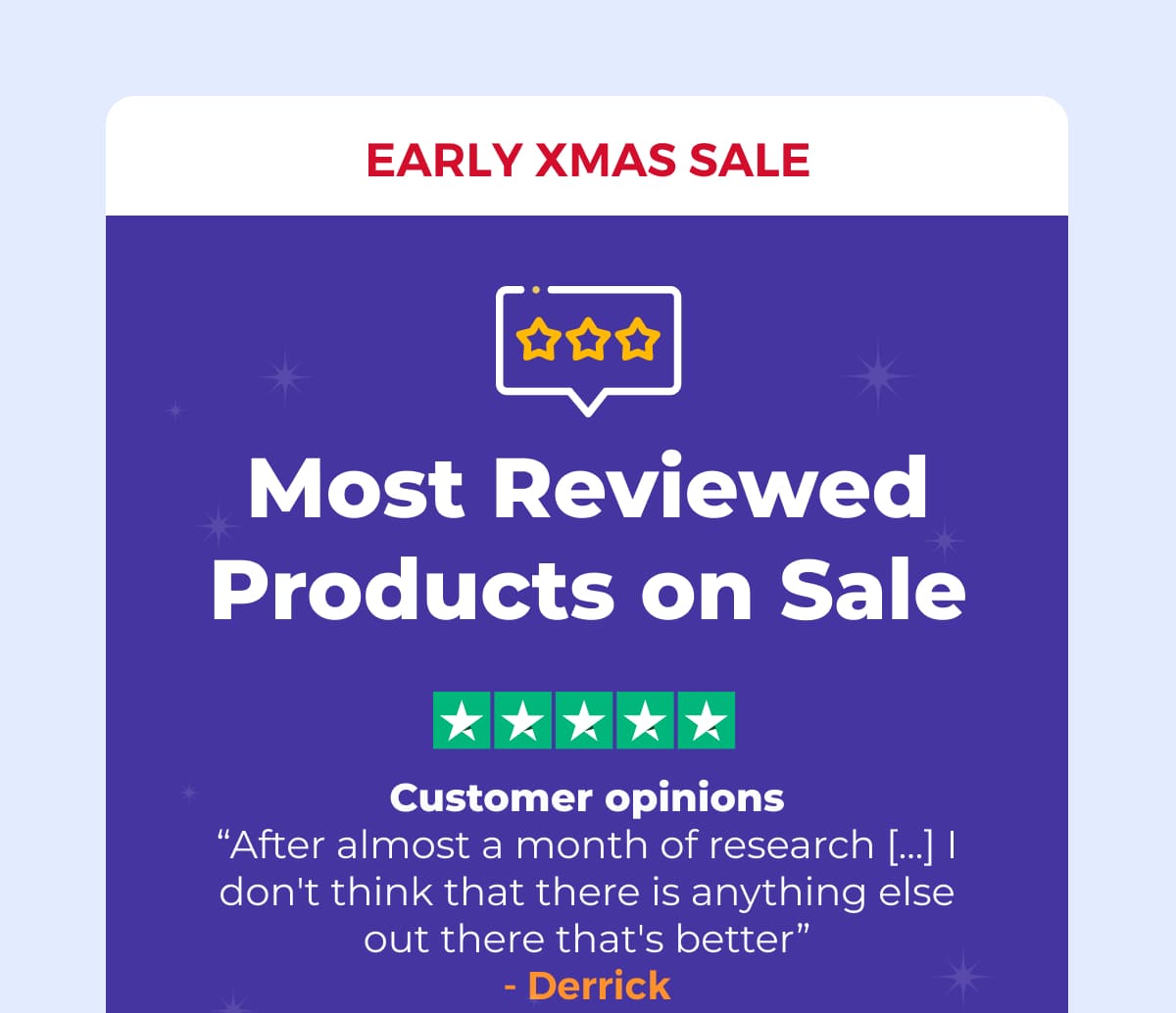 Early Xmas sale - most reviews product on sale