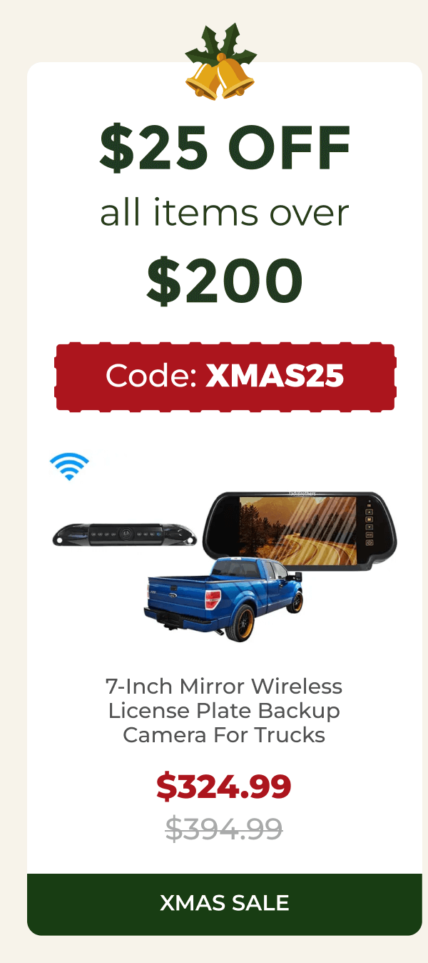 7-Inch Mirror Wireless License Plate Backup Camera For Trucks 