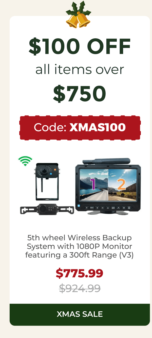 5th wheel Wireless Backup System with 1080P Monitor featuring a 300ft Range (V3)