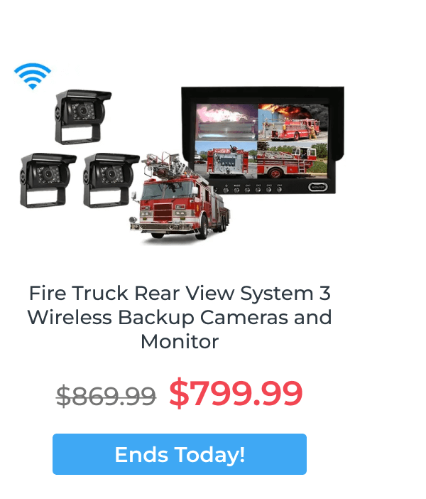 Fire Truck Rear View System 3 Wireless Backup Cameras and Monitor