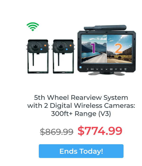 5th Wheel Rearview System with 2 Digital Wireless Cameras: 300ft+ Range (V3)