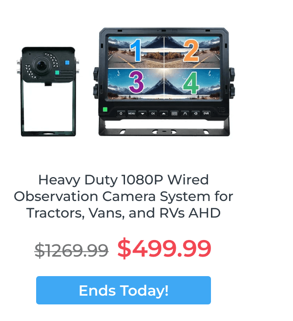 Heavy Duty 1080P Wired Observation Camera System for Tractors, Vans, and RVs AHD