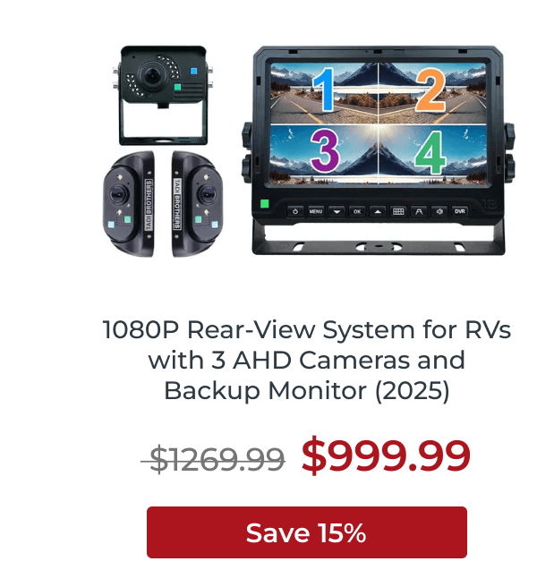 1080P Rear-View System for RVs with 3 AHD Cameras and Backup Monitor (2025)